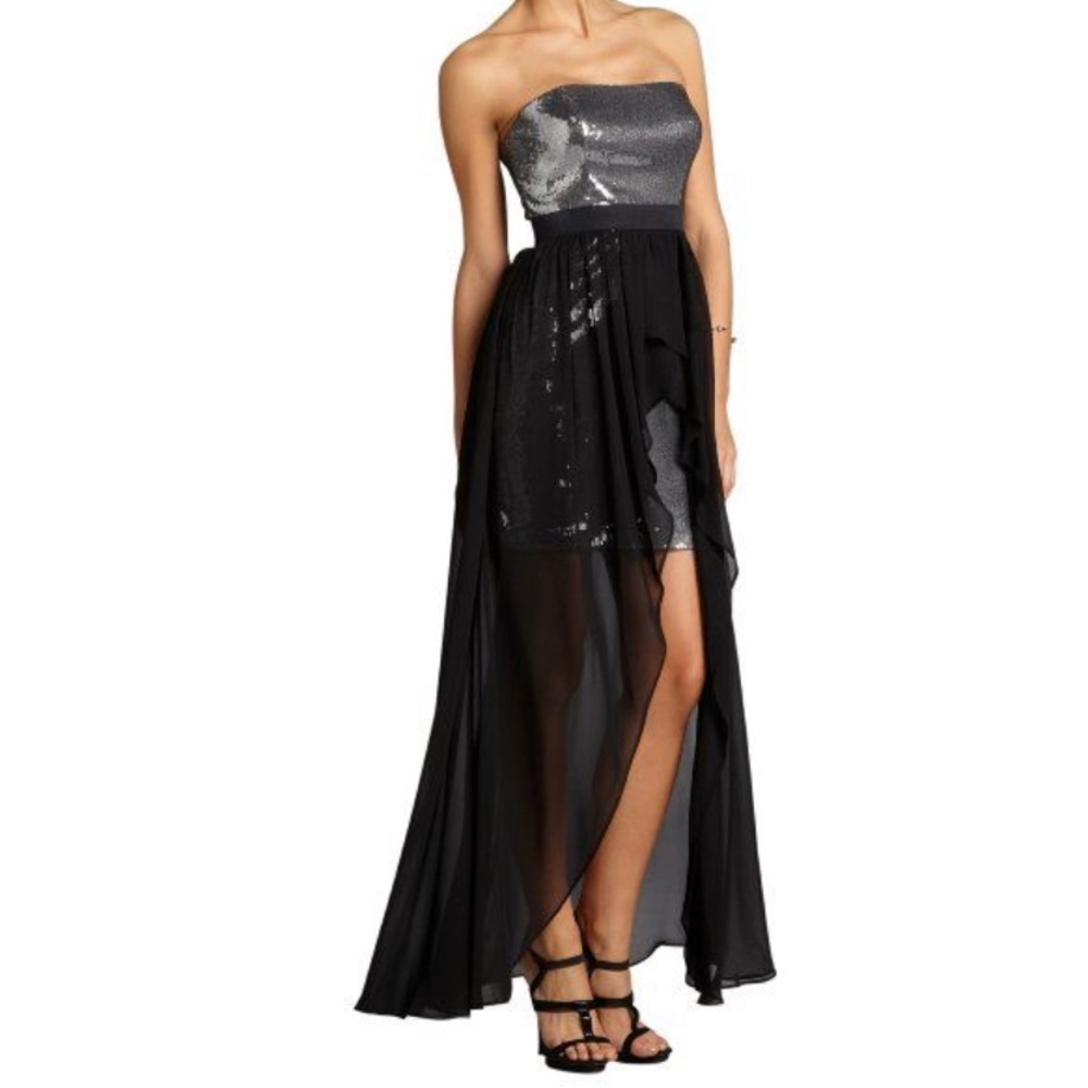 Silver Sequin and black strapless cocktail dress. Worn once. No tears or stains. - Picture 1 of 6